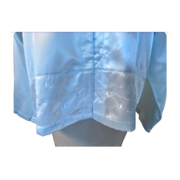 NWT Ladies Satin Pajama Top by Delicates Sz. L Button Front Light Blue - Picture 5 of 8